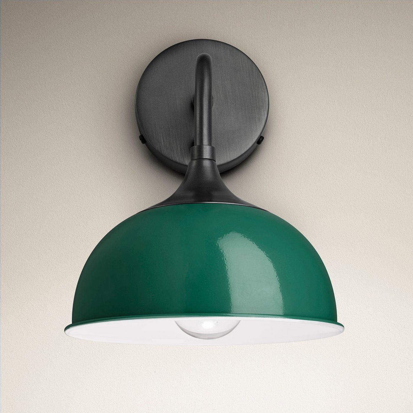 Dark Green with Pewter Holder Chelsea Dome Wall Light - 8 Inch - CH-DWL8-DG-PH