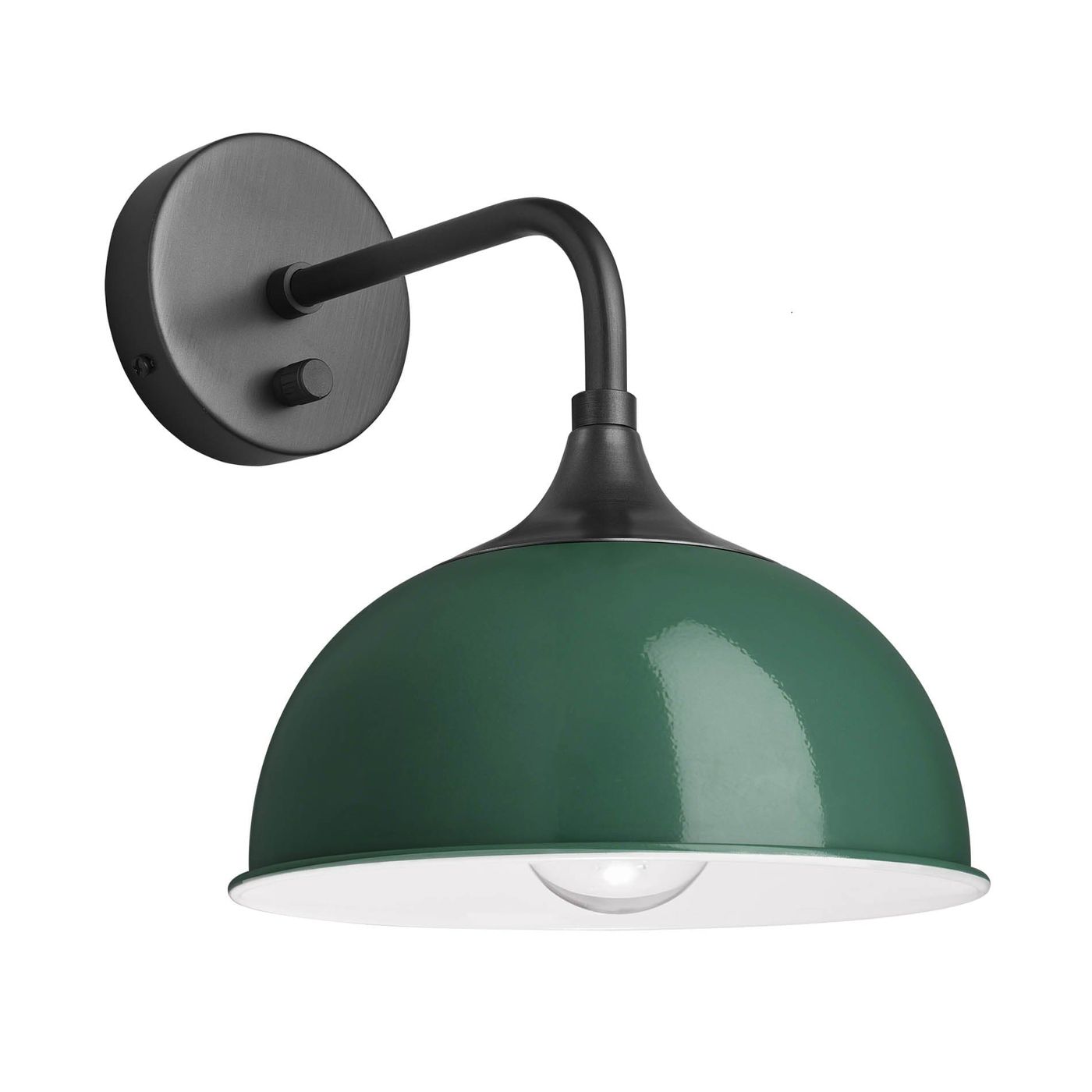 Dark Green with Pewter Holder Chelsea Dome Wall Light - 8 Inch - CH-DWL8-DG-PH