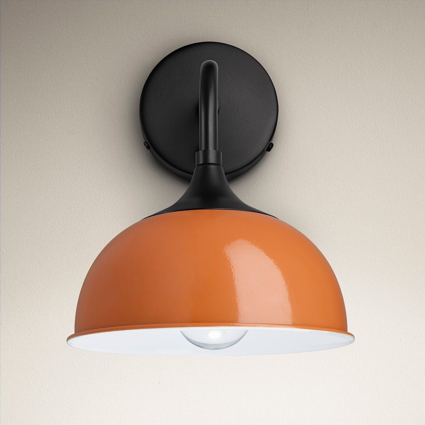 Orange with Black Holder Chelsea Dome Wall Light - 8 Inch - CH-DWL8-OR-BKH