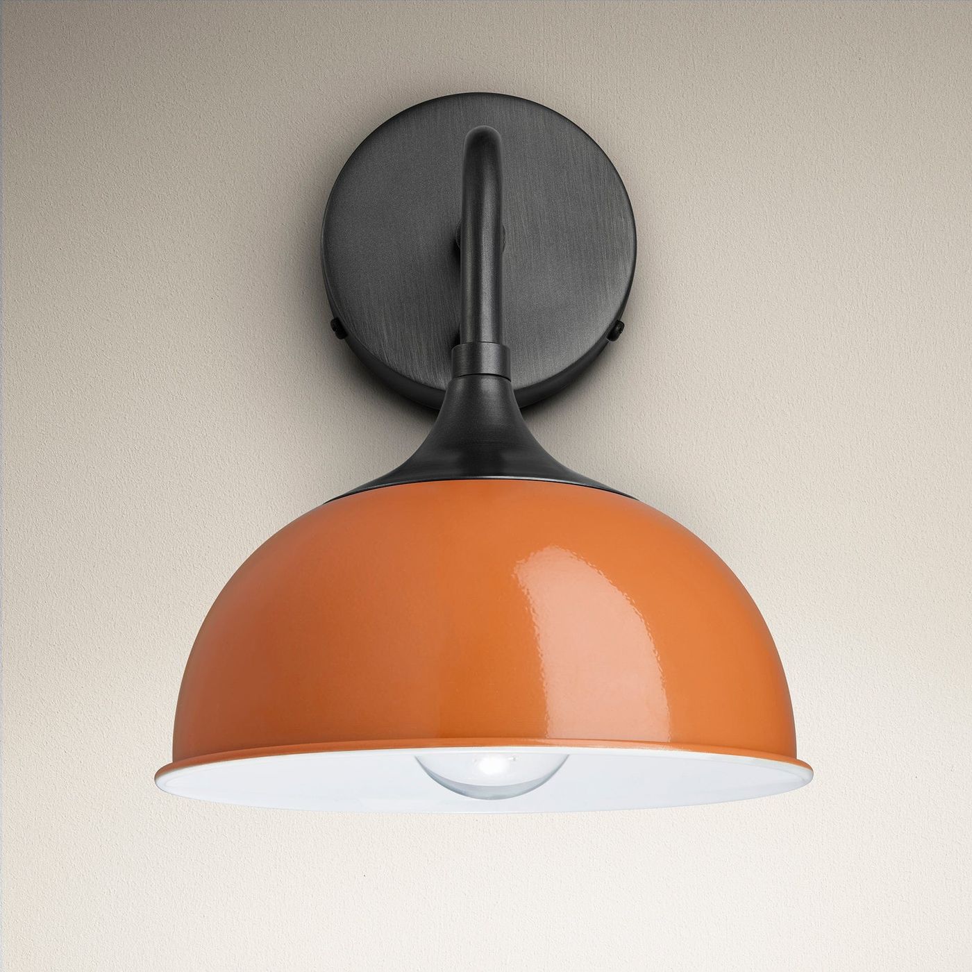 Orange with Pewter Holder Chelsea Dome Wall Light - 8 Inch - CH-DWL8-OR-PH