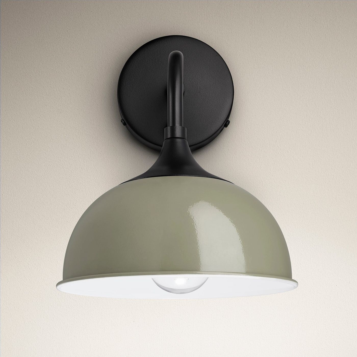 Sage Green with Black Holder Chelsea Dome Wall Light - 8 Inch - CH-DWL8-SG-BKH