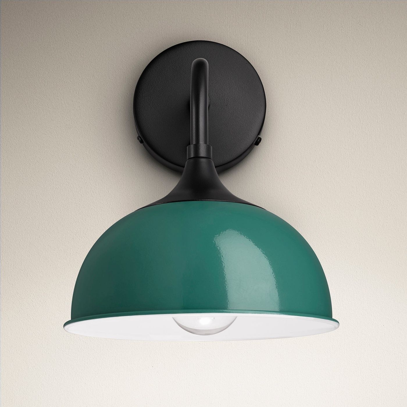 Turquoise with Black Holder Chelsea Dome Wall Light - 8 Inch - CH-DWL8-T-BKH