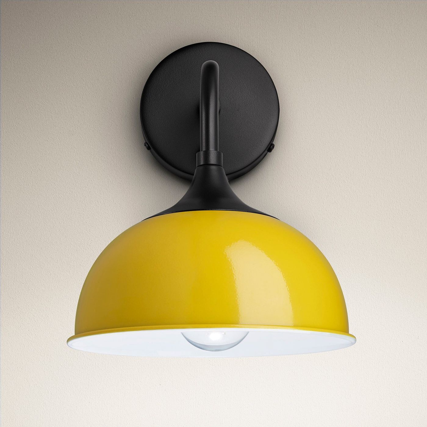 Yellow with Black Holder Chelsea Dome Wall Light - 8 Inch - CH-DWL8-Y-BKH
