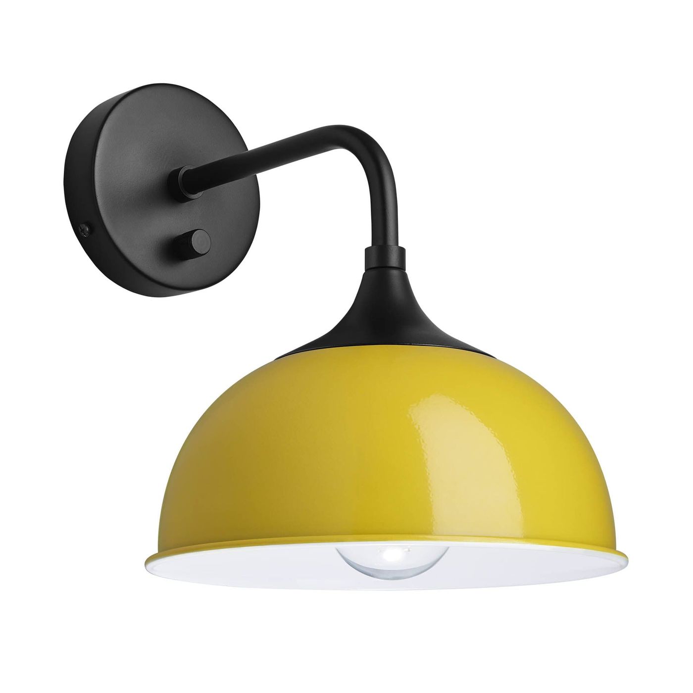 Yellow with Black Holder Chelsea Dome Wall Light - 8 Inch - CH-DWL8-Y-BKH