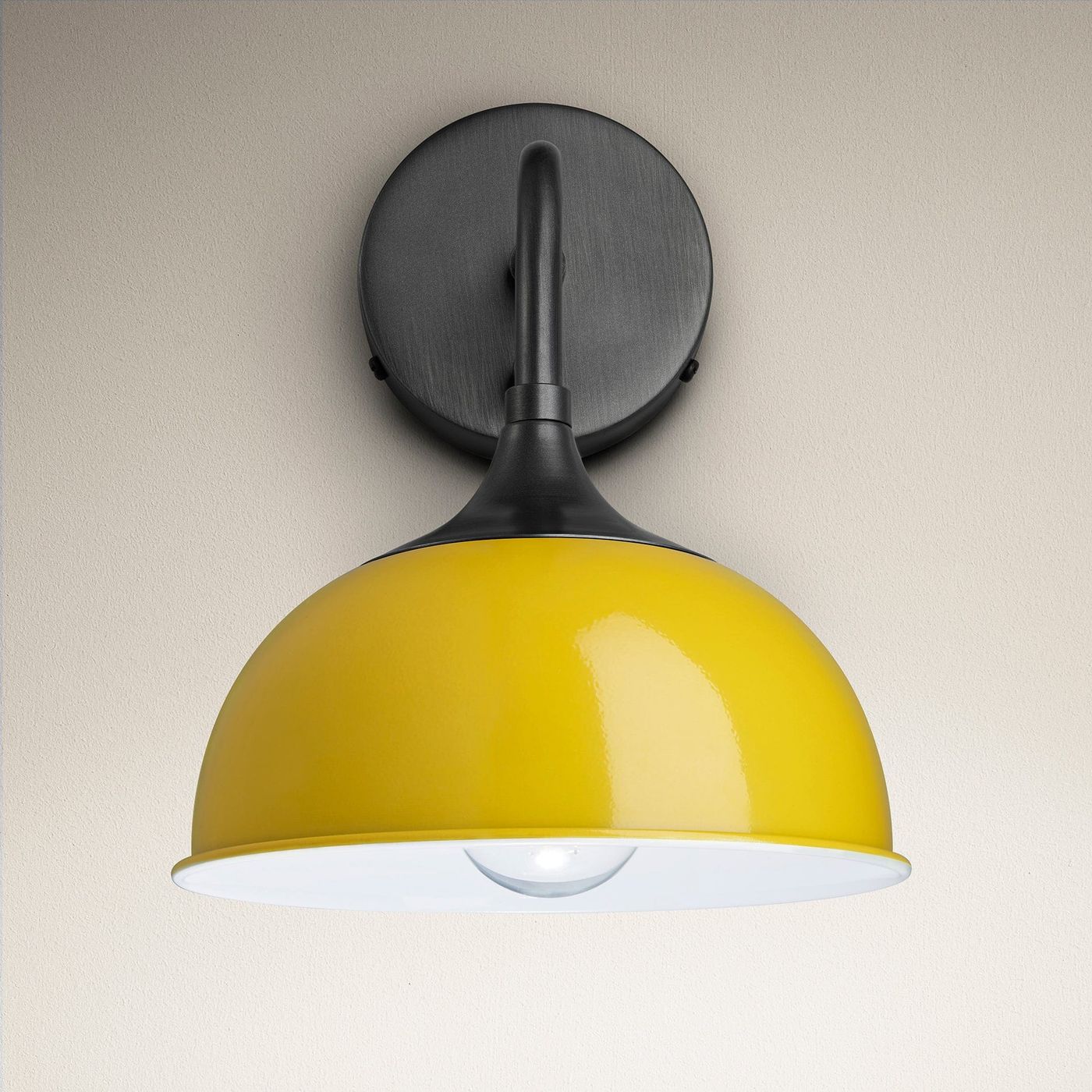 Yellow with Pewter Holder Chelsea Dome Wall Light - 8 Inch - CH-DWL8-Y-PH