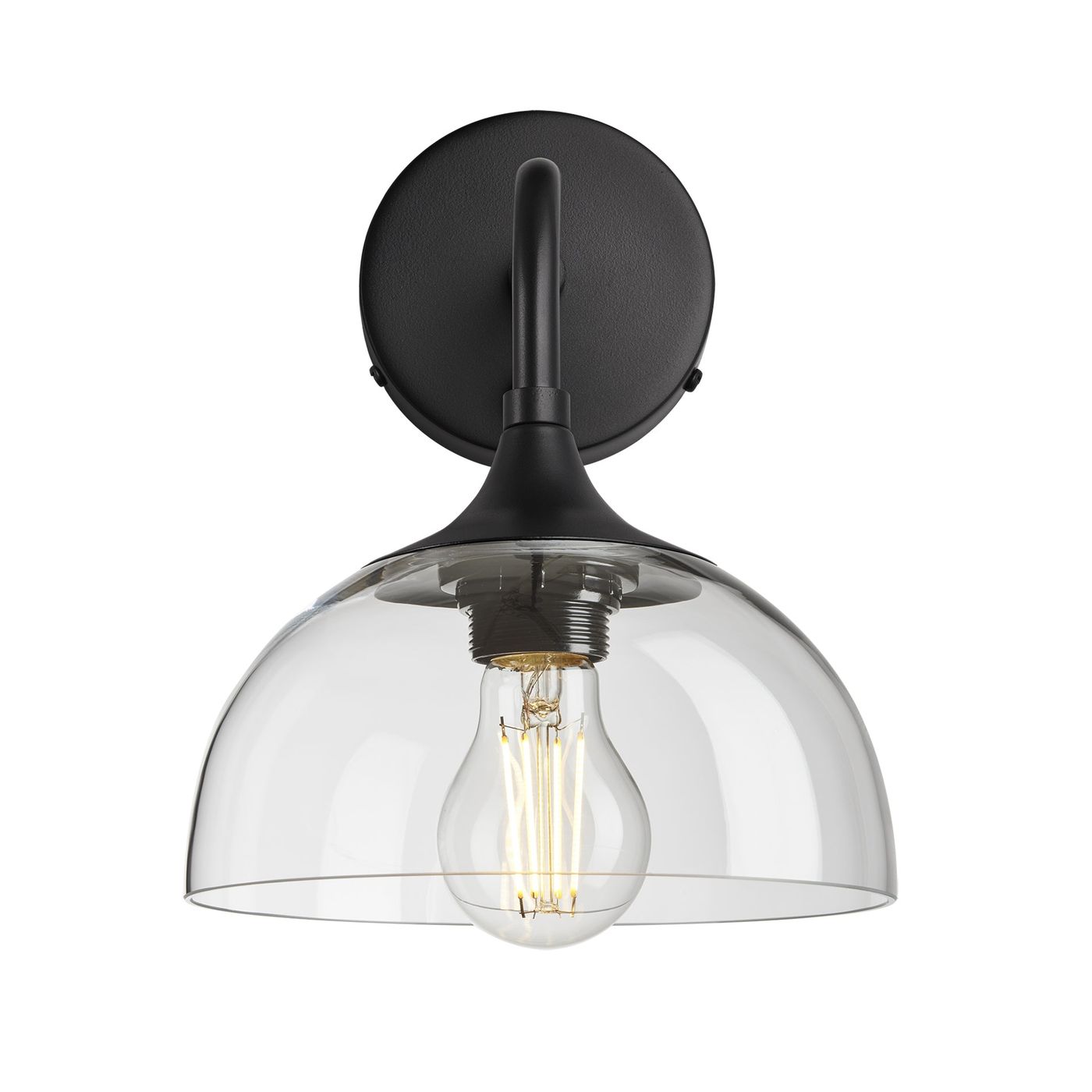 Chelsea Wall Light with Clear Glass and Black Holder, Product code is CH-GLDWL8-CL-BKH