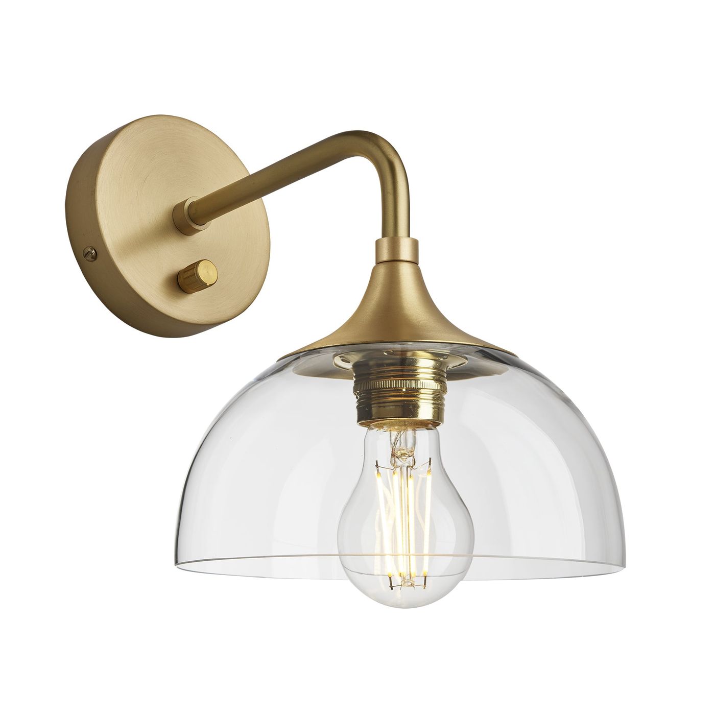 Chelsea Wall Light with Clear Glass and Brass Holder, Product code is CH-GLDWL8-CL-BH