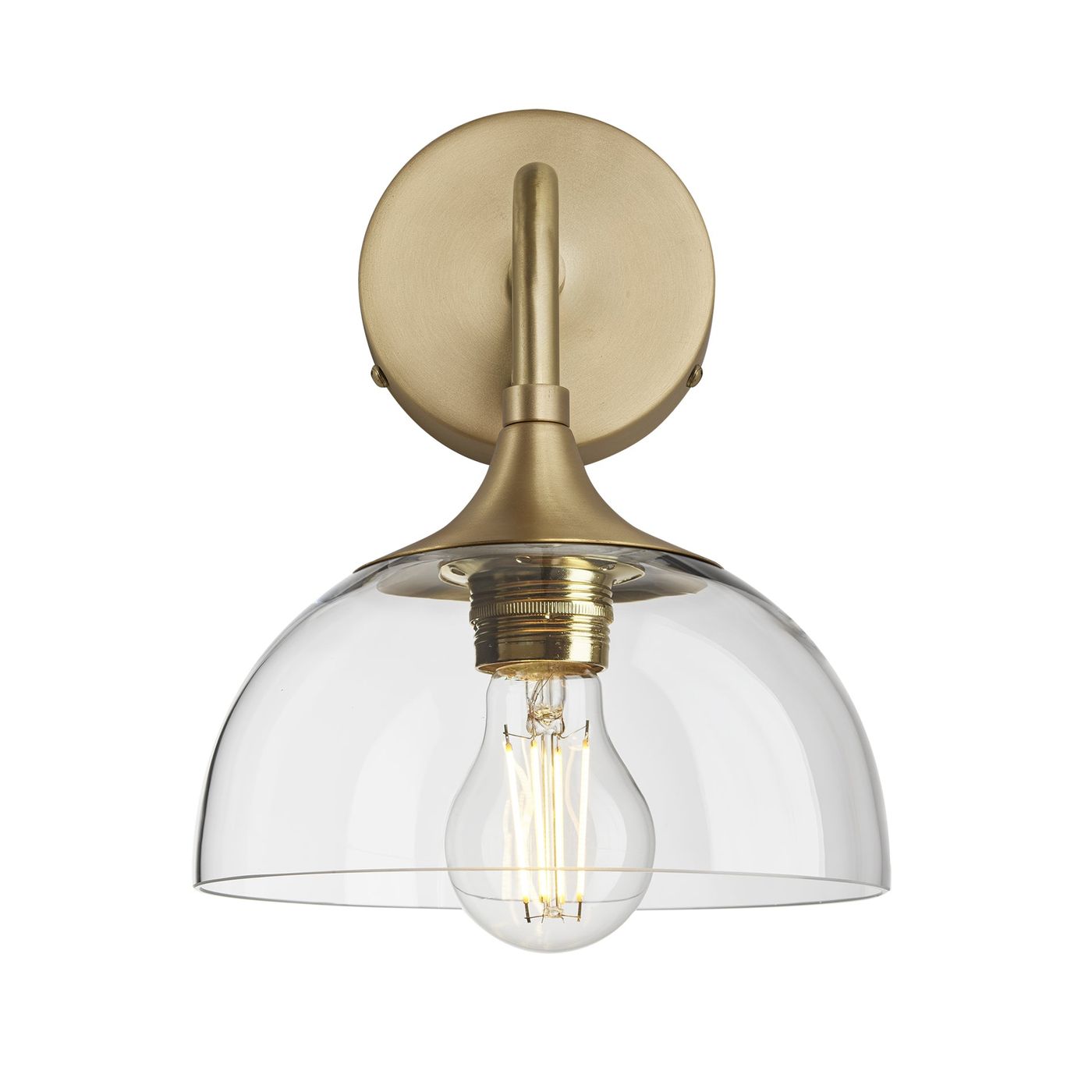 Chelsea Wall Light with Clear Glass and Brass Holder, Product code is CH-GLDWL8-CL-BH