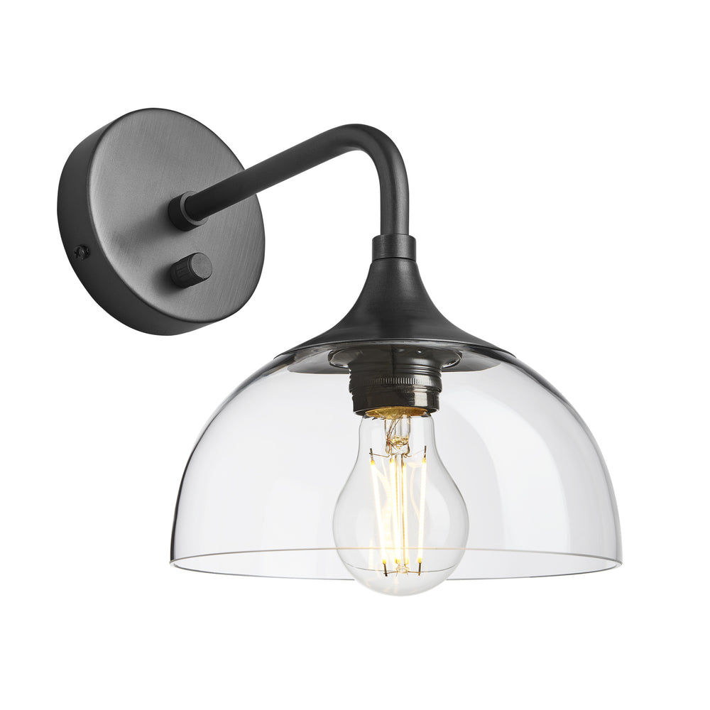 Chelsea Wall Light with Clear Glass and Pewter Holder, Product code is CH-GLDWL8-CL-PH