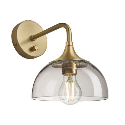 Chelsea Wall Light with Smoked Mocha Glass and a Brass Holder, Product code is CH-SGL-DWL8-MO-BH