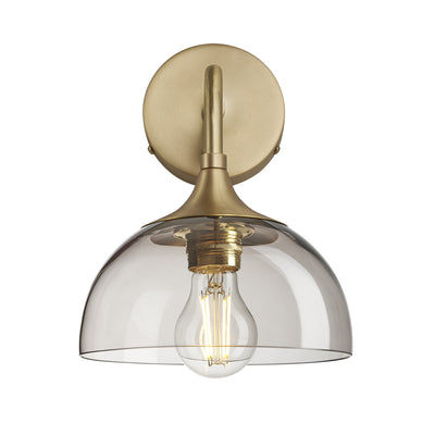 Chelsea Wall Light with Smoked Mocha Glass and a Brass Holder, Product code is CH-SGL-DWL8-MO-BH