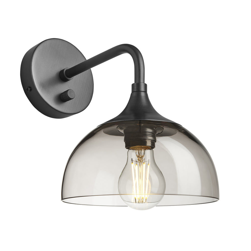 Chelsea Wall Light with Smoked Mocha Glass and a Pewter Holder, Product code is CH-SGL-DWL8-MO-PH