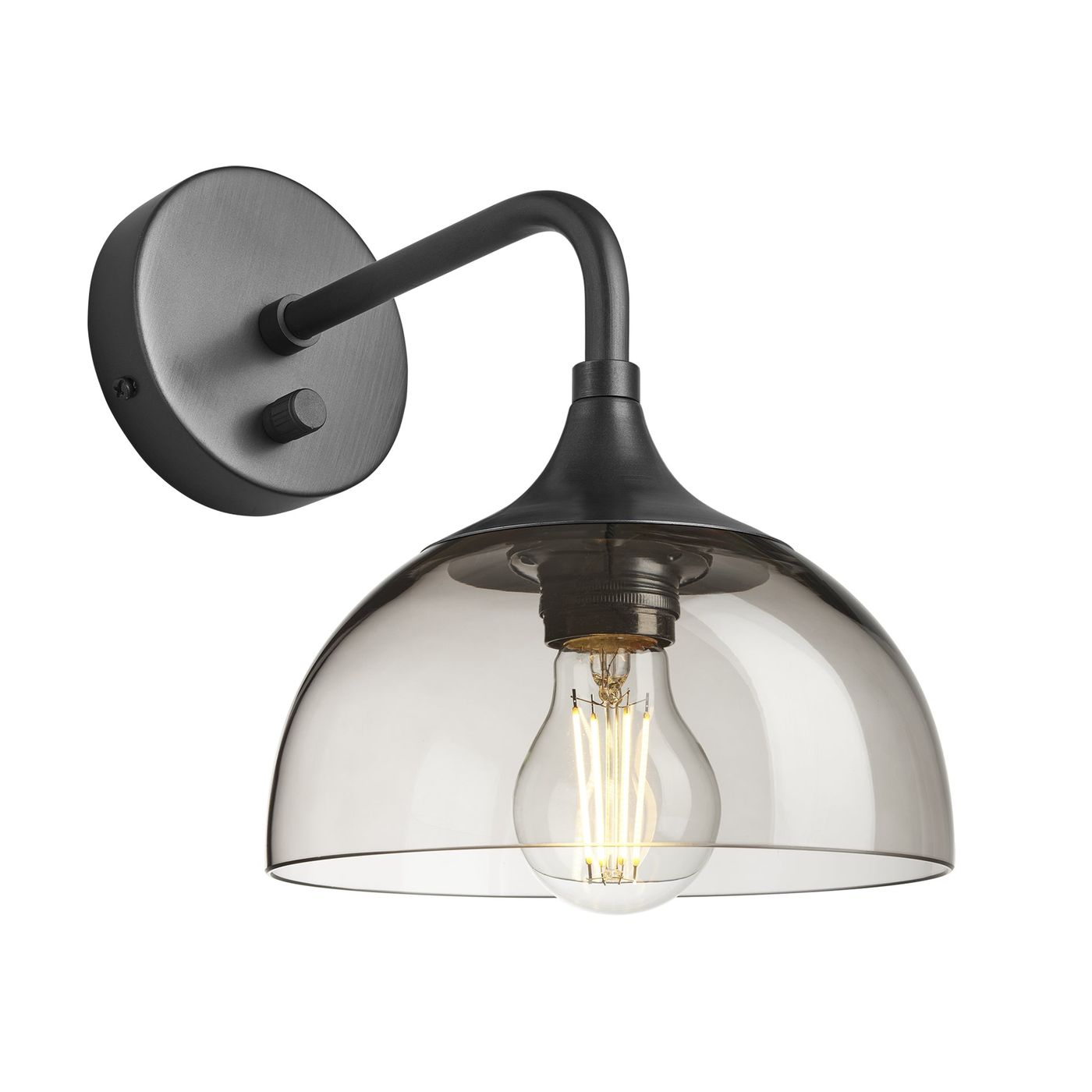 Chelsea Wall Light with Smoked Mocha Glass and a Pewter Holder, Product code is CH-SGL-DWL8-MO-PH