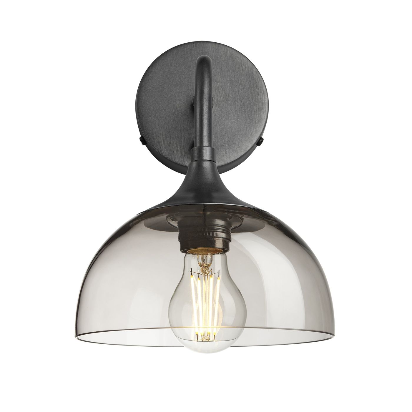 Chelsea Wall Light with Smoked Mocha Glass and a Pewter Holder, Product code is CH-SGL-DWL8-MO-PH