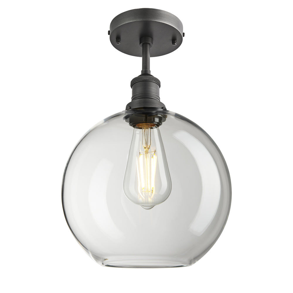 Flush_Mount_Clear_Glass_Industville_Lighting_Globe_Pewter_Holder_Brooklyn_BR-GLGLFM9-CL-PH