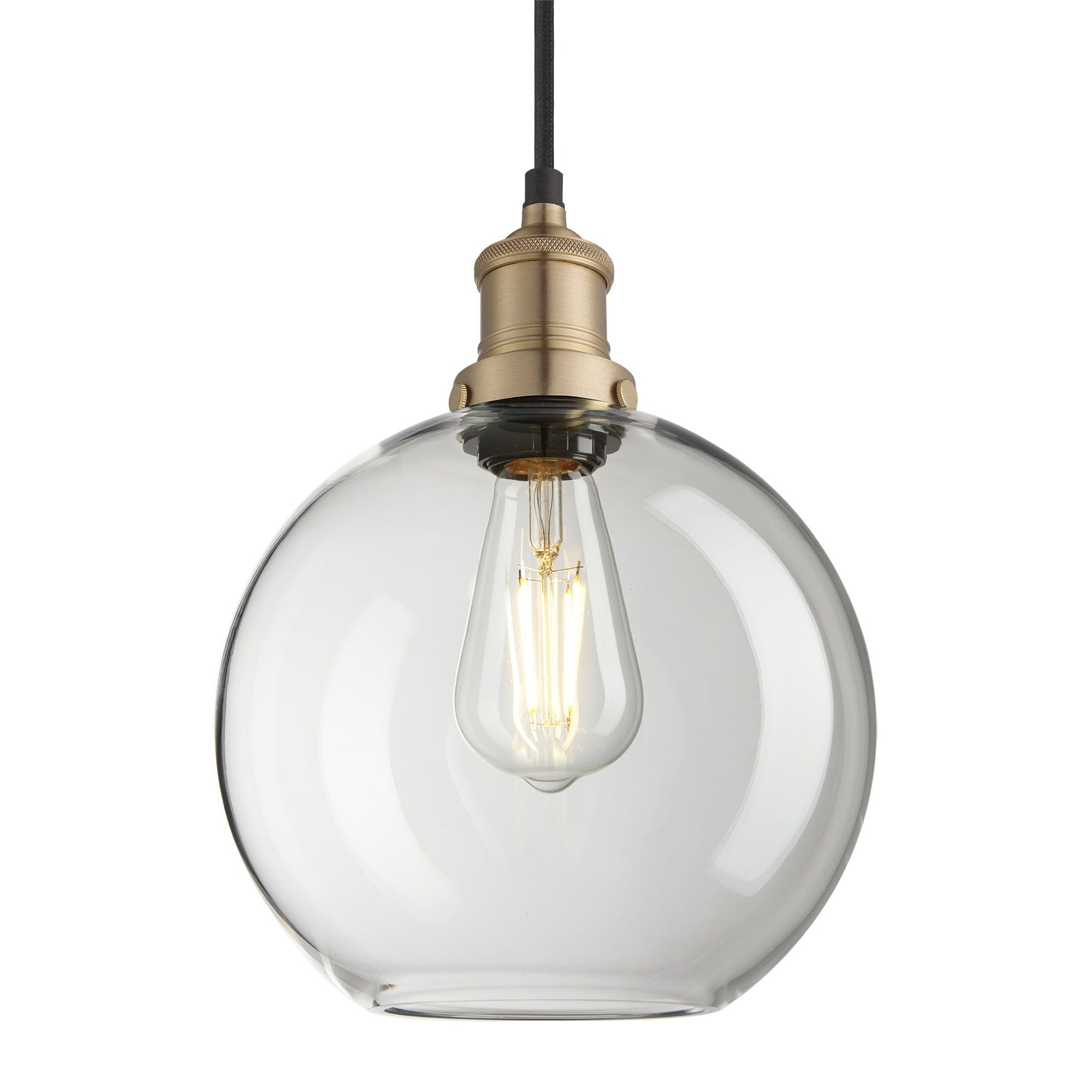 Clear Glass with Brass Holder Pendant Lighting Globe Brooklyn BR-GLGLP9-CL-BH