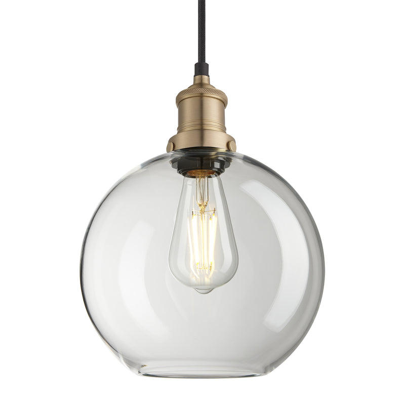 Clear Glass with Brass Holder Pendant Lighting Globe Brooklyn BR-GLGLP9-CL-BH