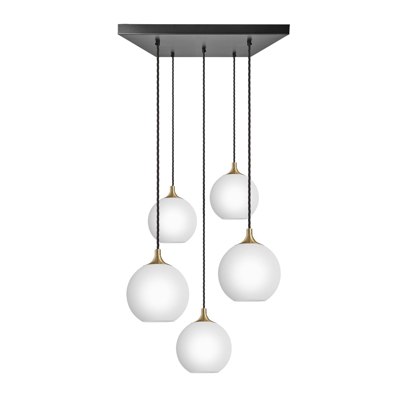Chelsea Opal Glass Globe 5 Wire Square Cluster Lights - 9 inch - White Industville CH-OGL-GL9-5WSQCL-W-BH