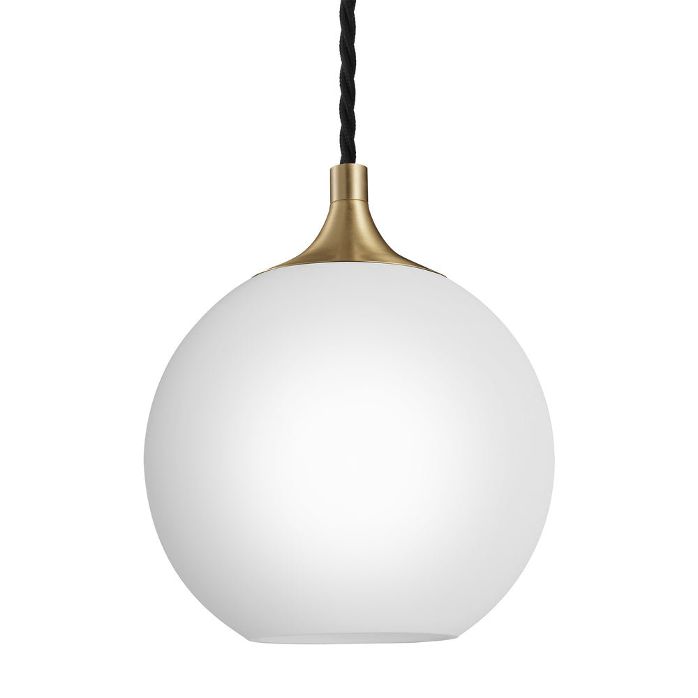 Chelsea Opal Glass Globe Pendant Light in 9 Inch with Brass Holder, Product Code CH-OGL-GLP9-W-BH