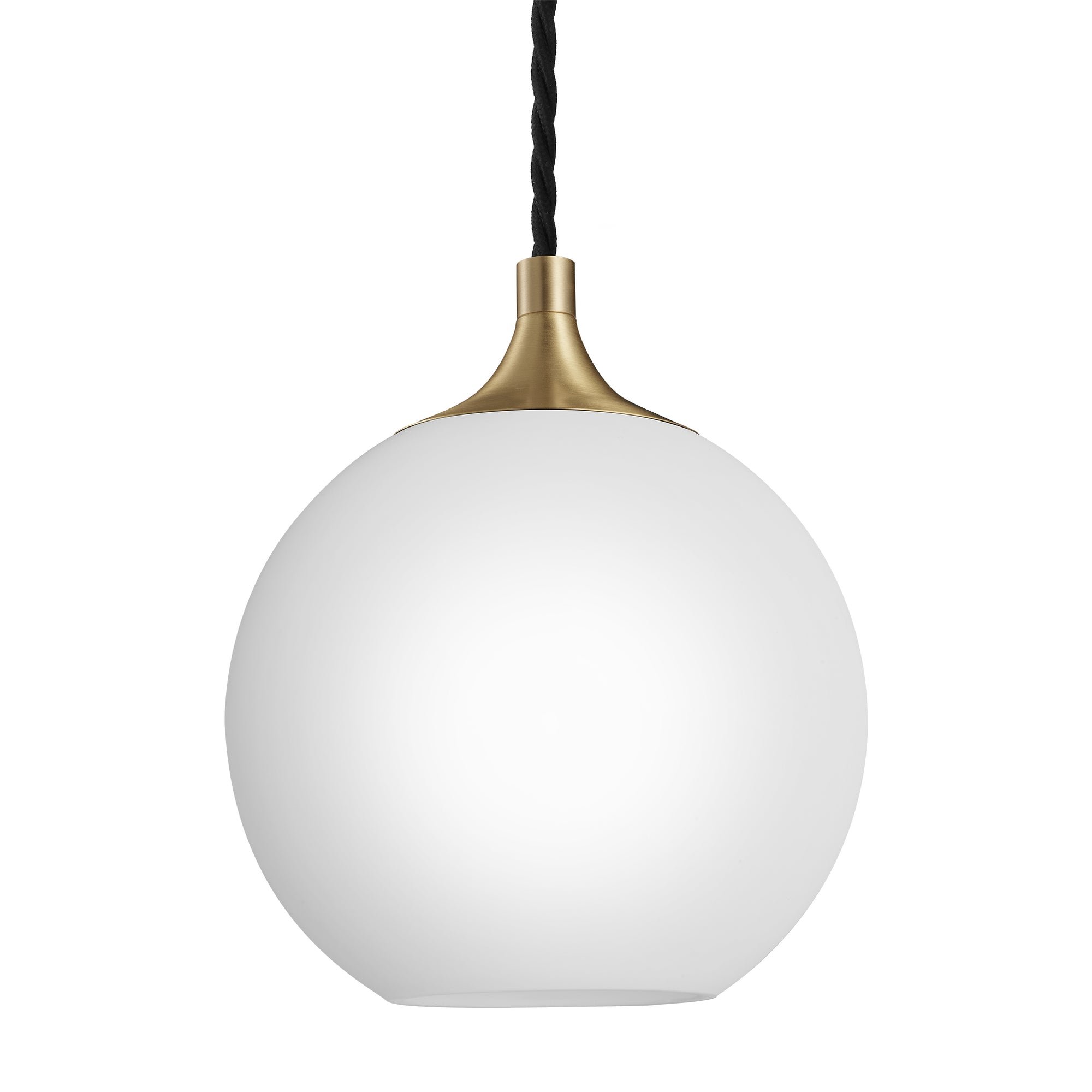 Chelsea Opal Glass Globe Pendant Light in 9 Inch with Brass Holder, Product Code CH-OGL-GLP9-W-BH