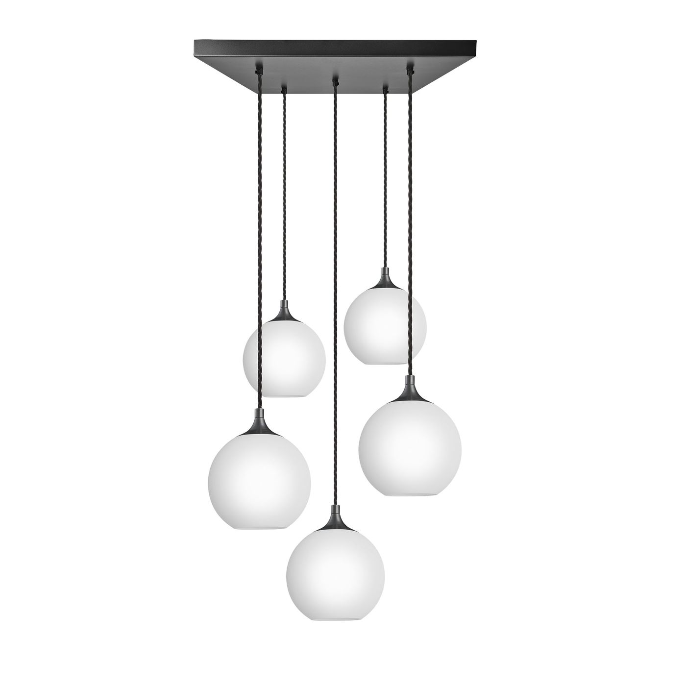 Chelsea Opal Glass Globe 5 Wire Square Cluster Lights - 9 inch - White Industville CH-OGL-GL9-5WSQCL-W-PH