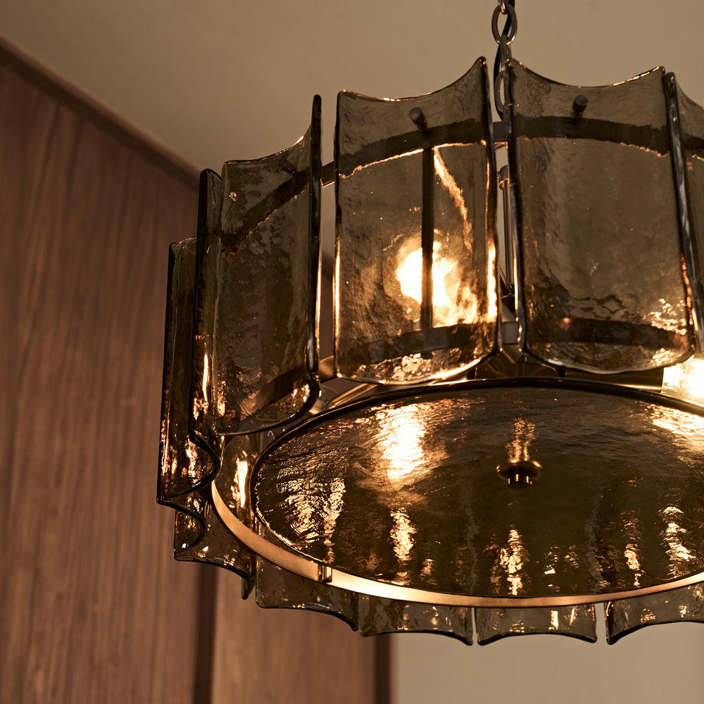 Amberley Round Chandelier Light in 22 Inch with Mocha Glass