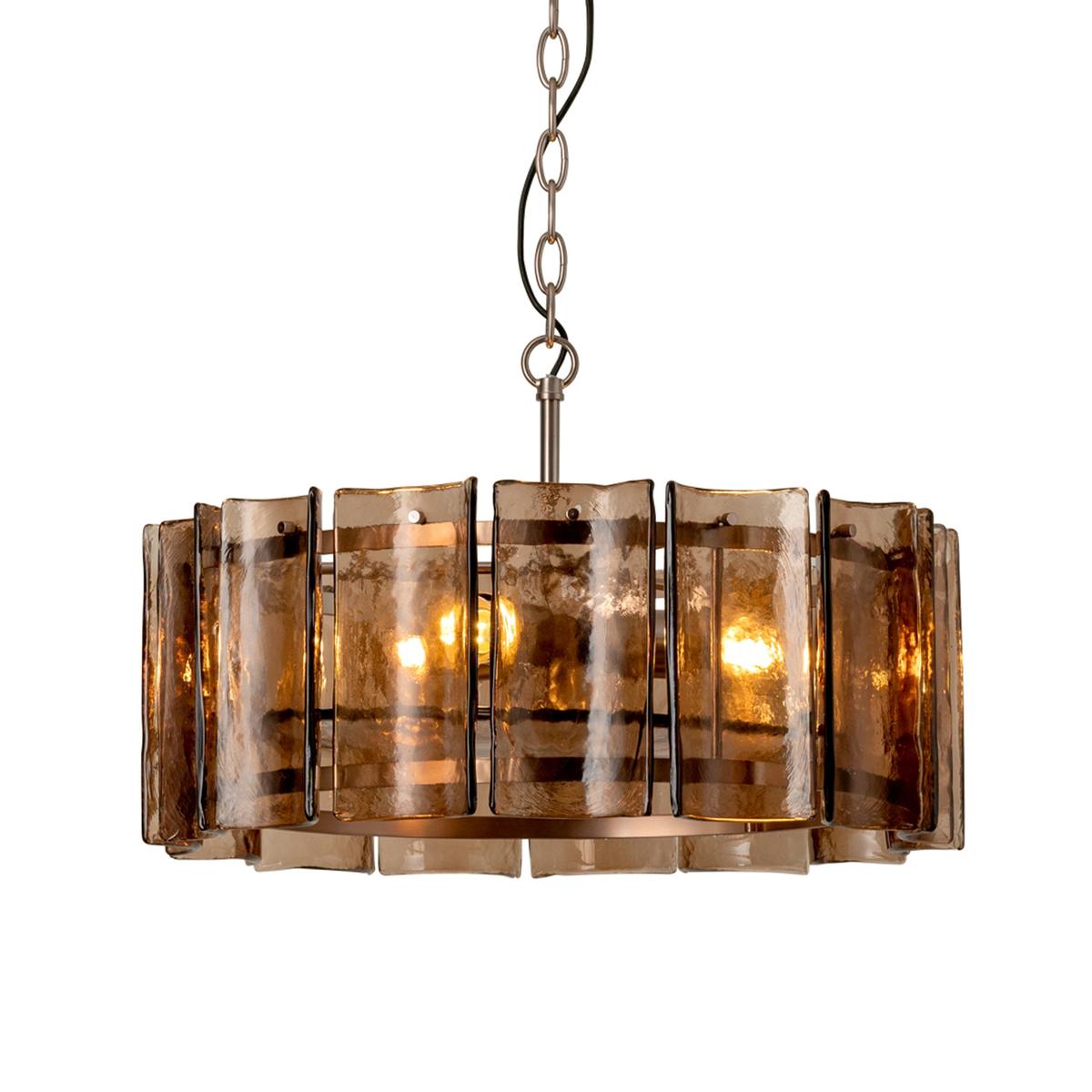Amberley Round Chandelier Light in 22 Inch with Mocha Glass