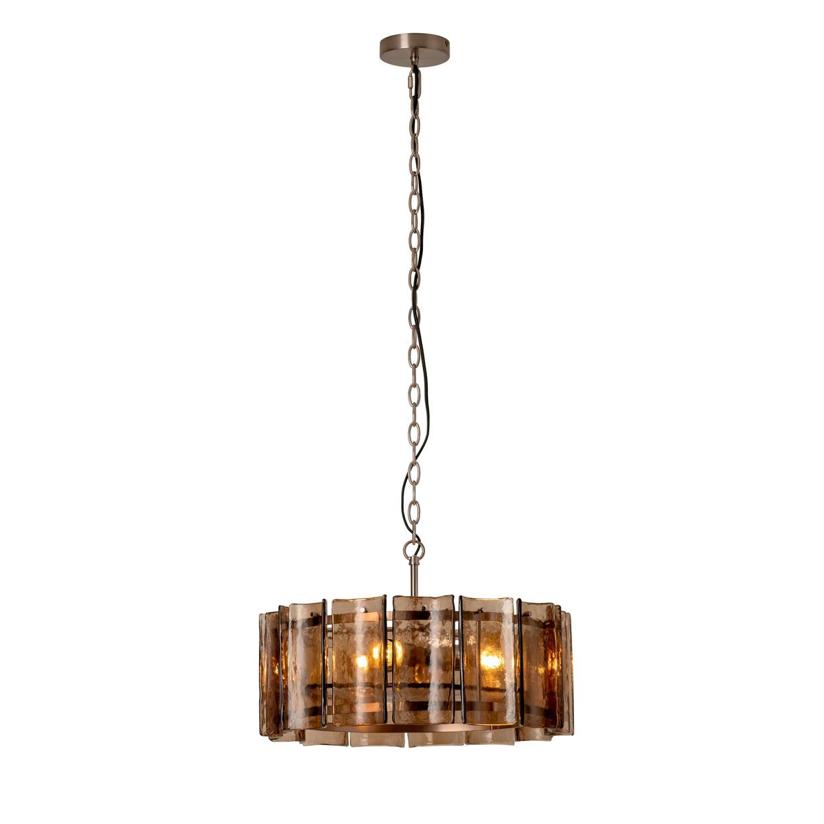 Amberley Round Chandelier Light in 22 Inch with Mocha Glass