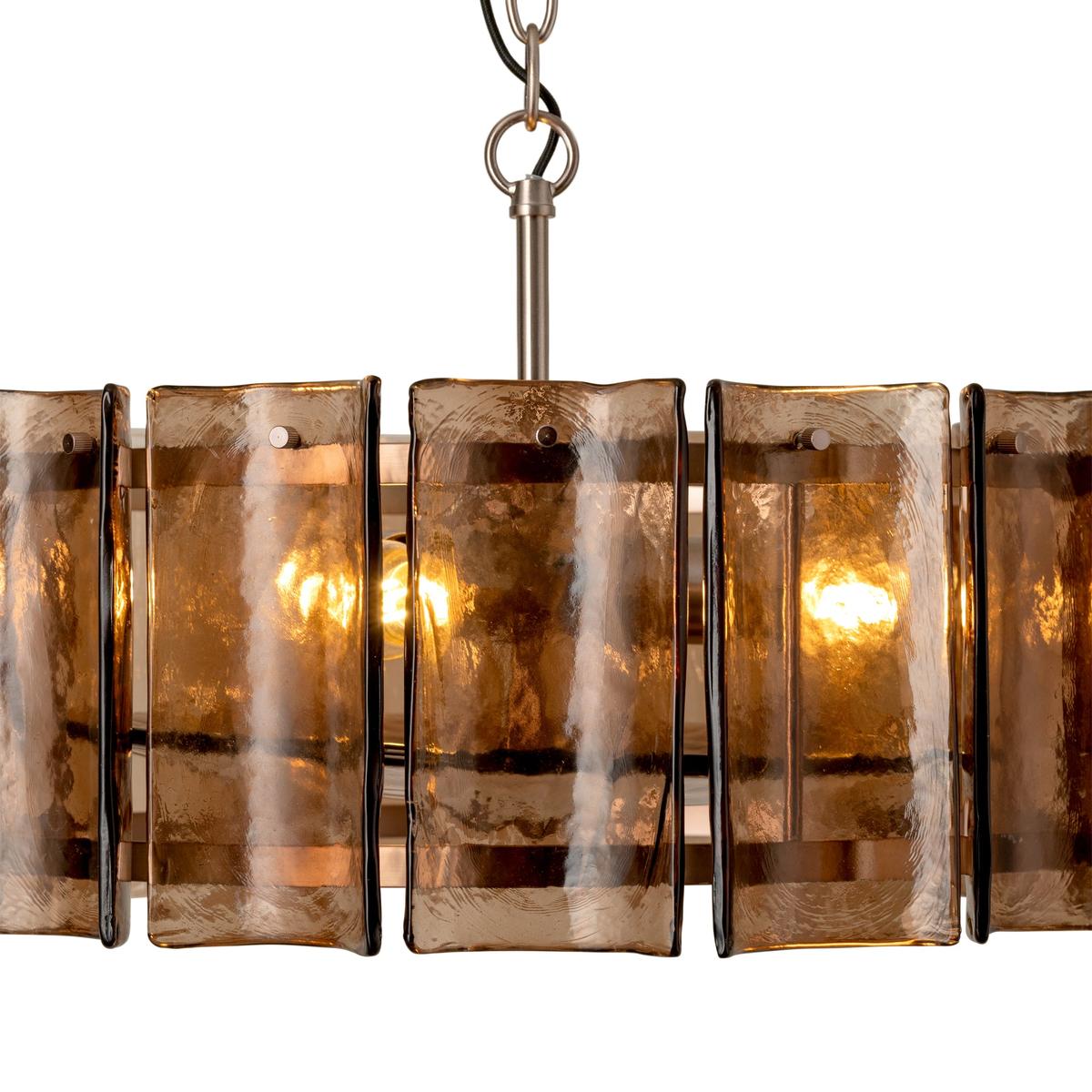 Amberley Round Chandelier Light in 22 Inch with Mocha Glass