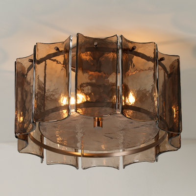 Amberley Round Flush Mount Light - 16 Inch - Bronze & Mocha - Low Ceiling Semi-Flush Mount Lights - Industville Lighting UK