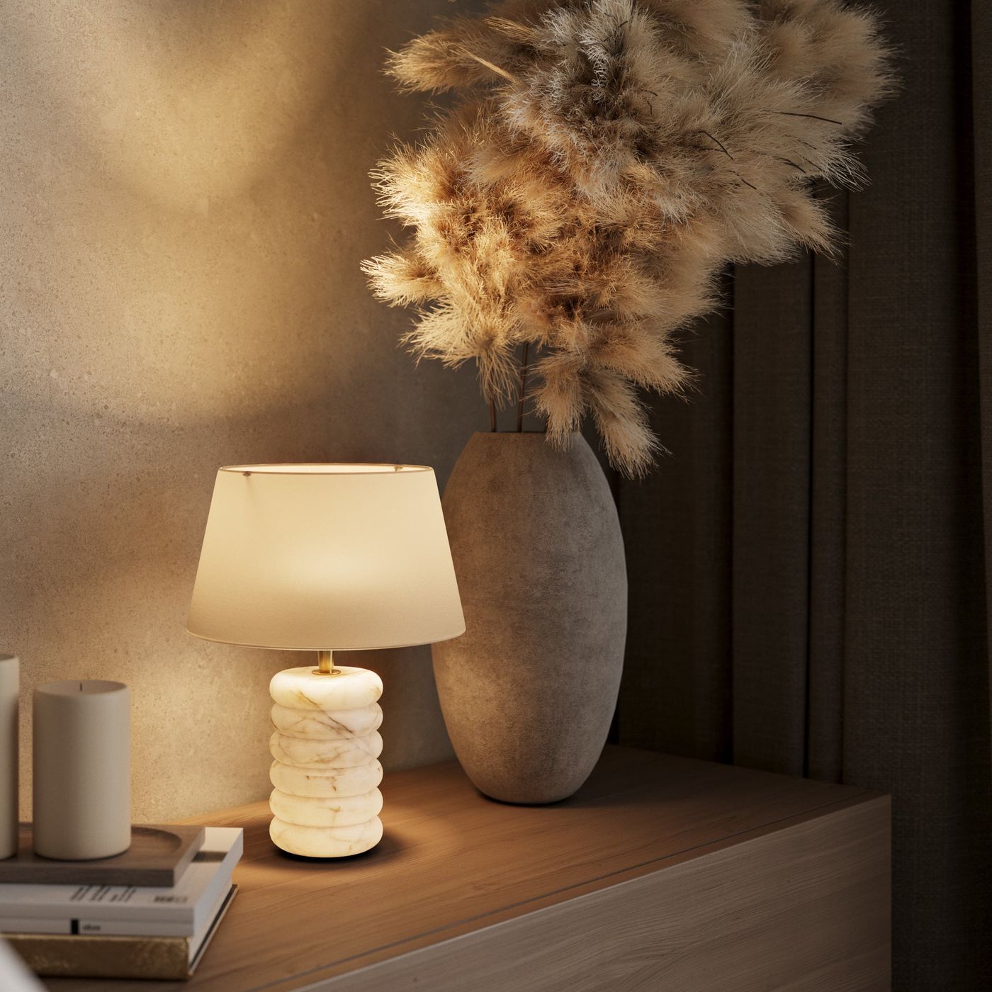 Alabaster Dual Lit Table Lamp