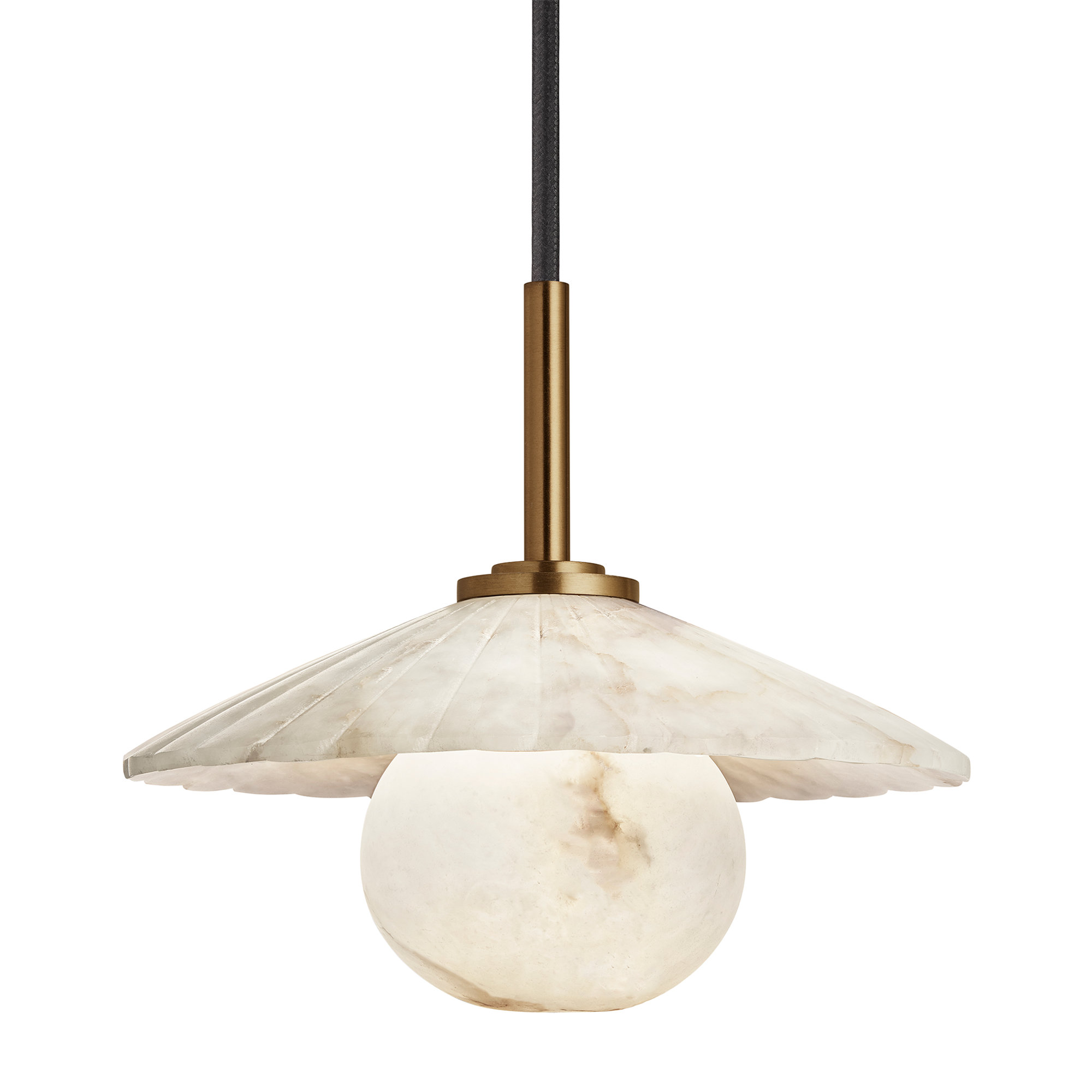 Alabaster Fluted Slope Pendant Light - 9 Inch