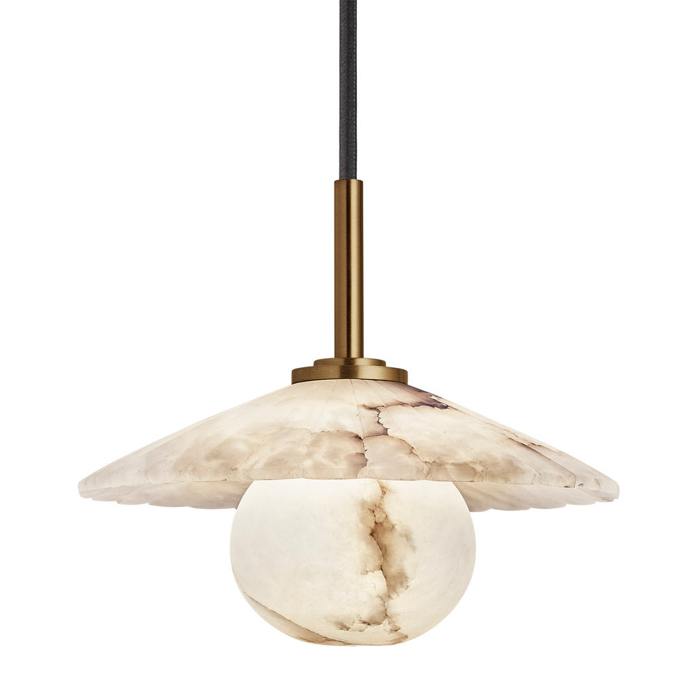 Alabaster Fluted Slope Pendant Light - 9 Inch