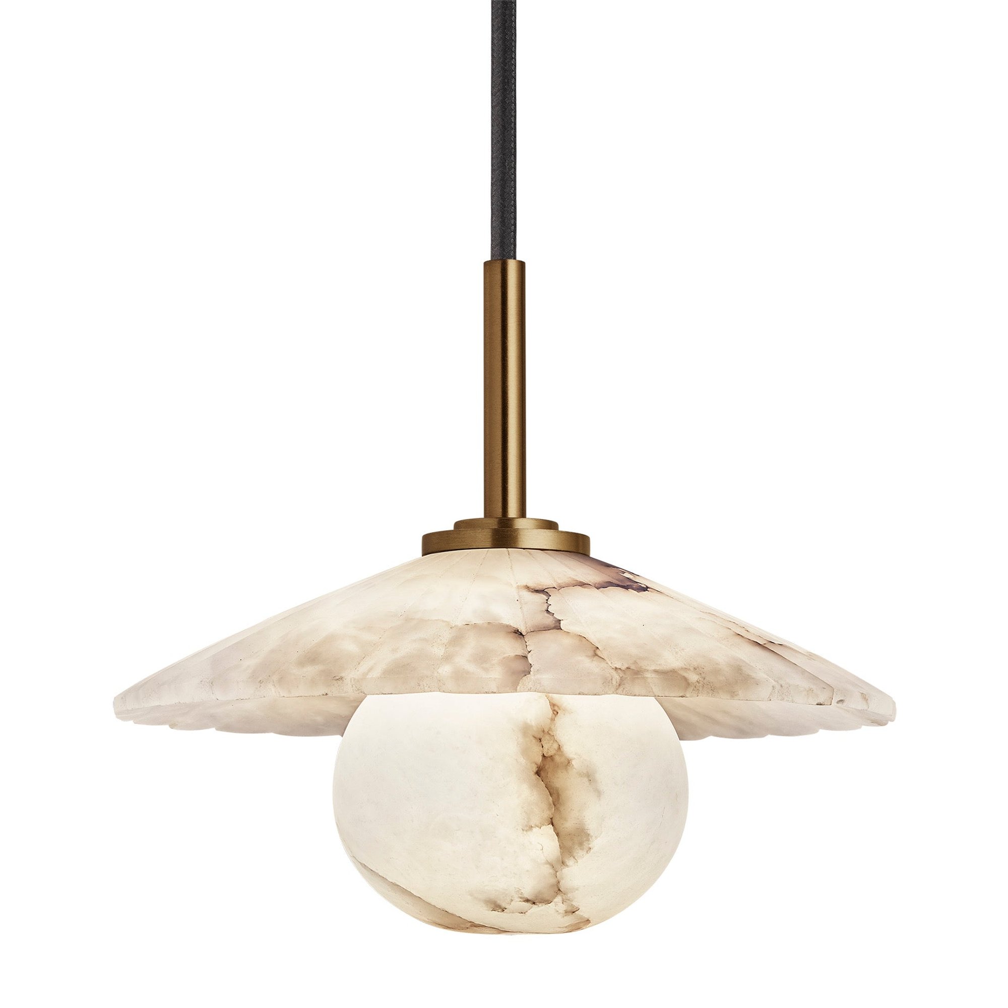 Alabaster Fluted Slope Pendant Light - 9 Inch