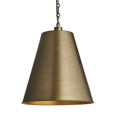 Albany Funnel Pendant Light - 16 inch - Brass - Chain Holder - Industville Lighting UK