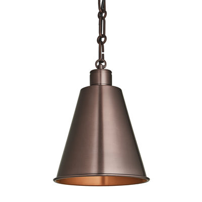 Albany Funnel Pendant Light - 8 Inch - Chain Holder - Bronze Lights - Industville Lighting UK