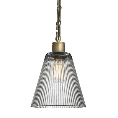 Albany Glass Funnel Pendant Light - 8 Inch - Clear - Chain Holder - Industville Lighting UK