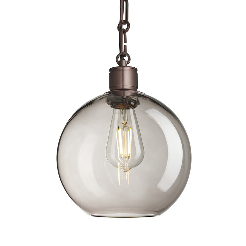 Albany Glass Globe Pendant Light - 9 Inch - Chain Holder - Hallway Lights - Industville Lighting UK