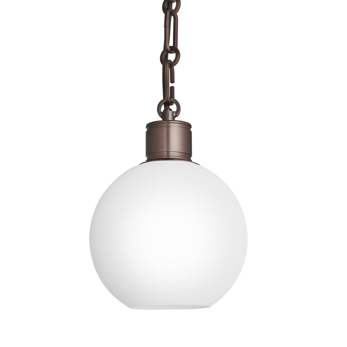 Albany Chain Opal Glass Globe Pendant Light in 7 Inch with Bronze Holder