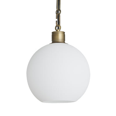 Albany Glass Globe Pendant Light - 9 Inch - Opal - Chain Holder - Industville Lighting UK