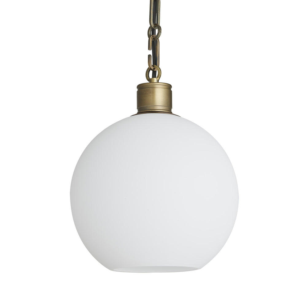 Albany Chain Opal Glass Globe Pendant Light in 9 Inch with Brass Holder