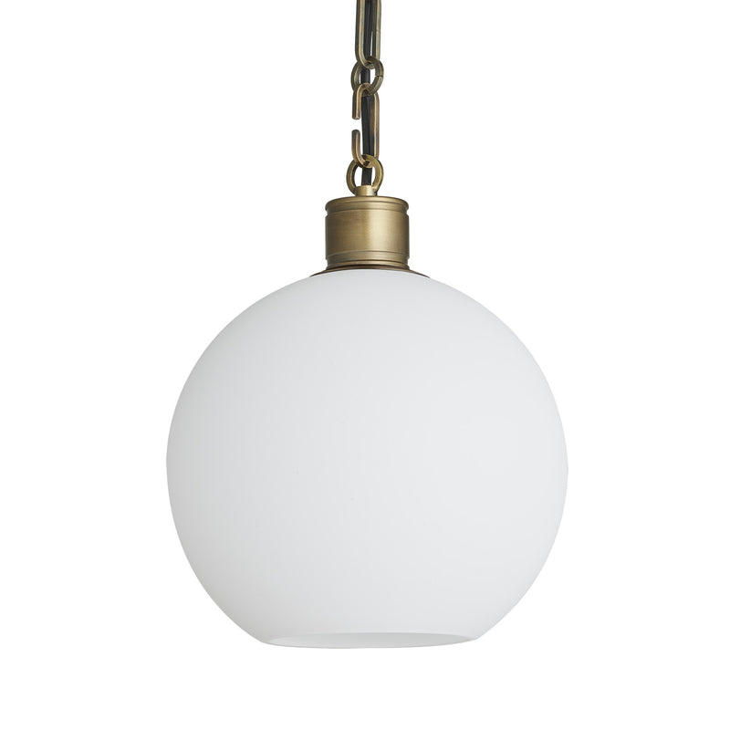 Albany Chain Opal Glass Globe Pendant Light in 9 Inch with Brass Holder