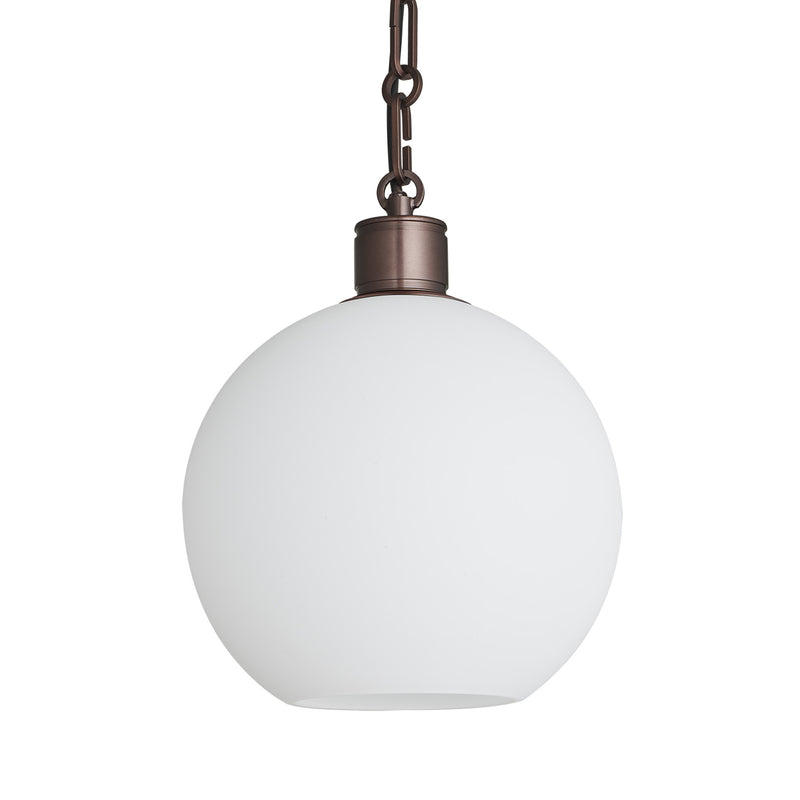 Albany Chain Opal Glass Globe Pendant Light in 9 Inch with Bronze Holder