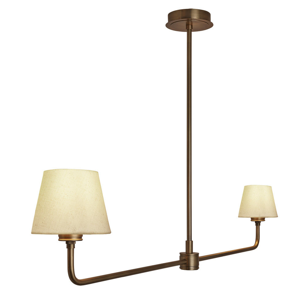 Albany Double Pendant Light with Natural Cotton Shades in Brass, Product Code AL-P-D-B-EM-S-NC-GB