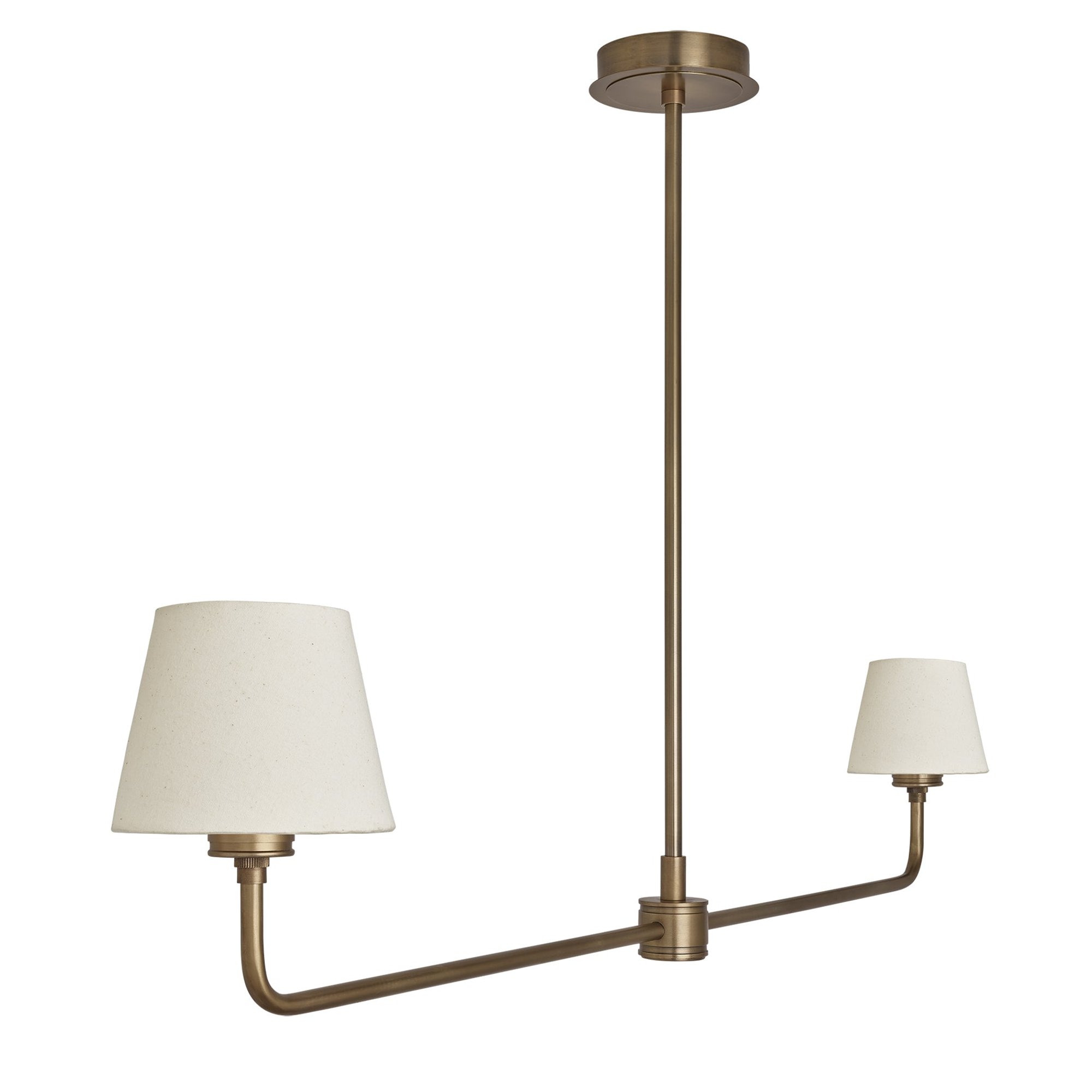 Albany Double Pendant Light with Natural Cotton Shades in Brass, Product Code AL-P-D-B-EM-S-NC-GB