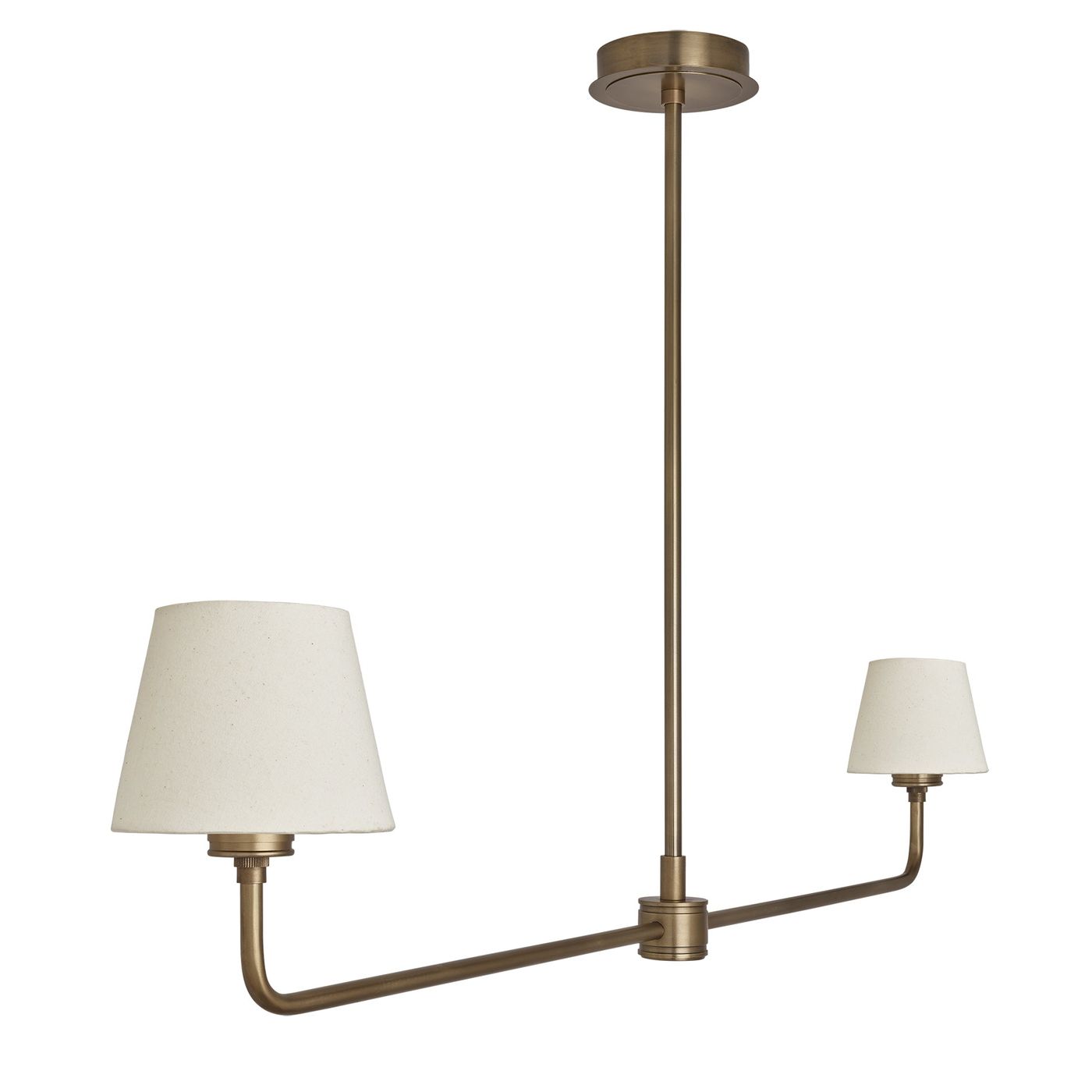 Albany Double Pendant Light with Natural Cotton Shades in Brass, Product Code AL-P-D-B-EM-S-NC-GB