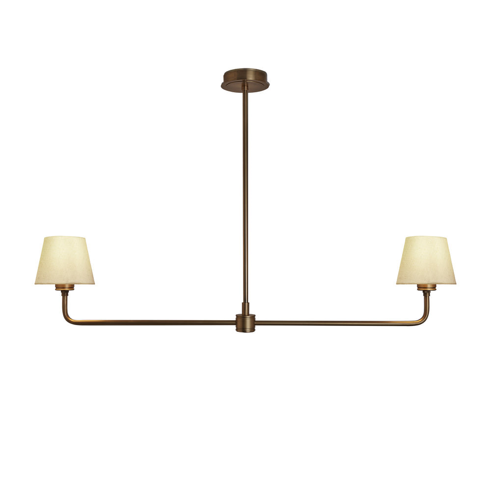 Albany Double Pendant Light with Natural Cotton Shades in Brass, Product Code AL-P-D-B-EM-S-NC-GB