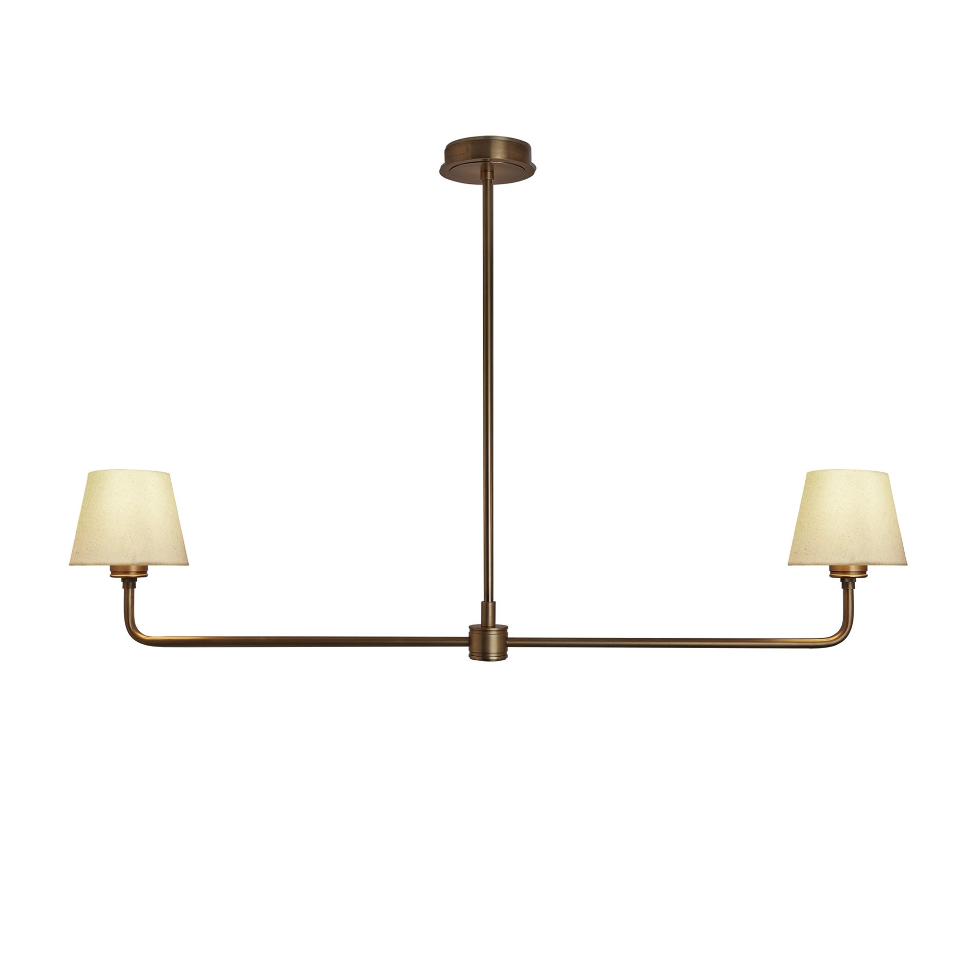 Albany Double Pendant Light with Natural Cotton Shades in Brass, Product Code AL-P-D-B-EM-S-NC-GB