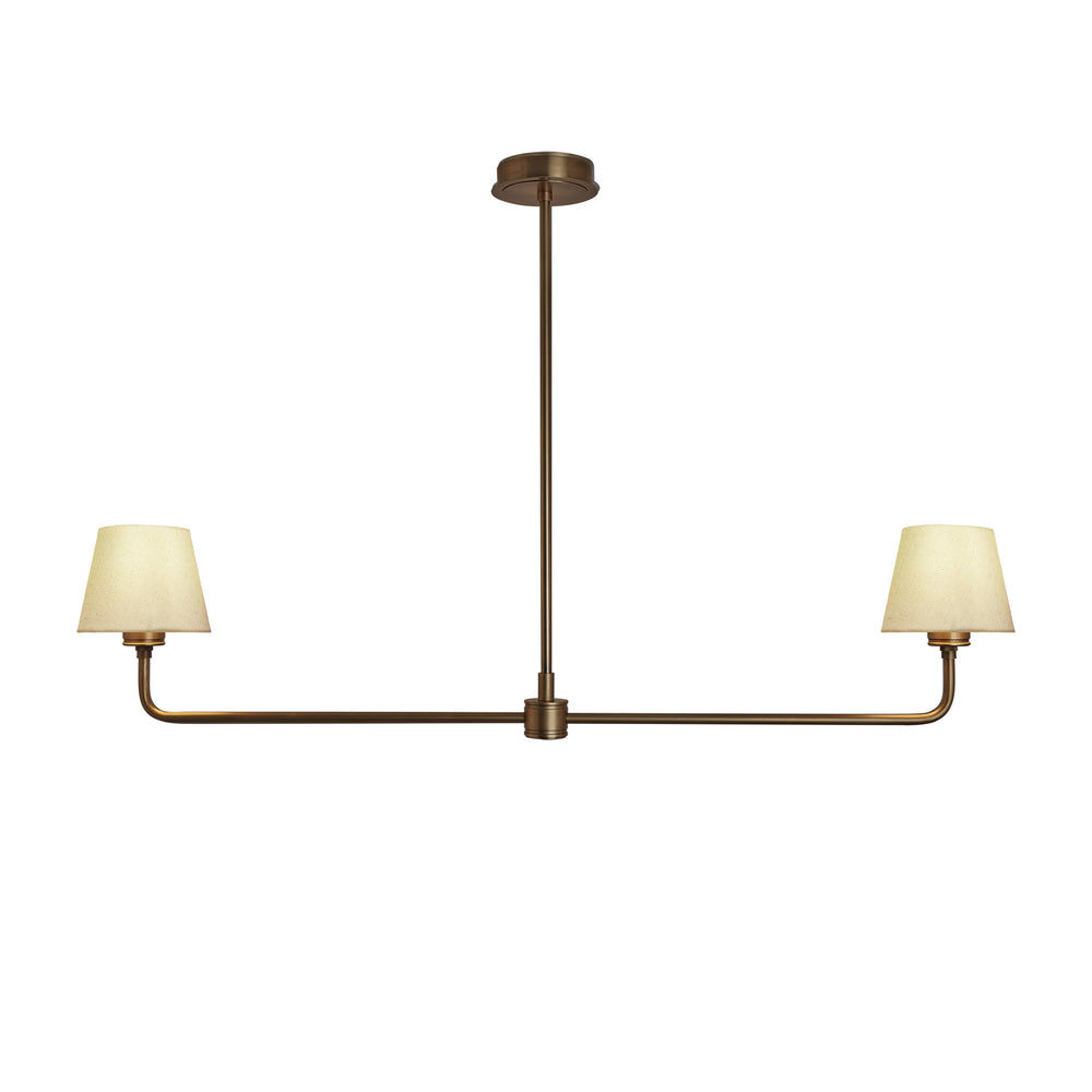 Albany Double Pendant Light with Natural Cotton Shades in Brass, Product Code AL-P-D-B-EM-S-NC-GB
