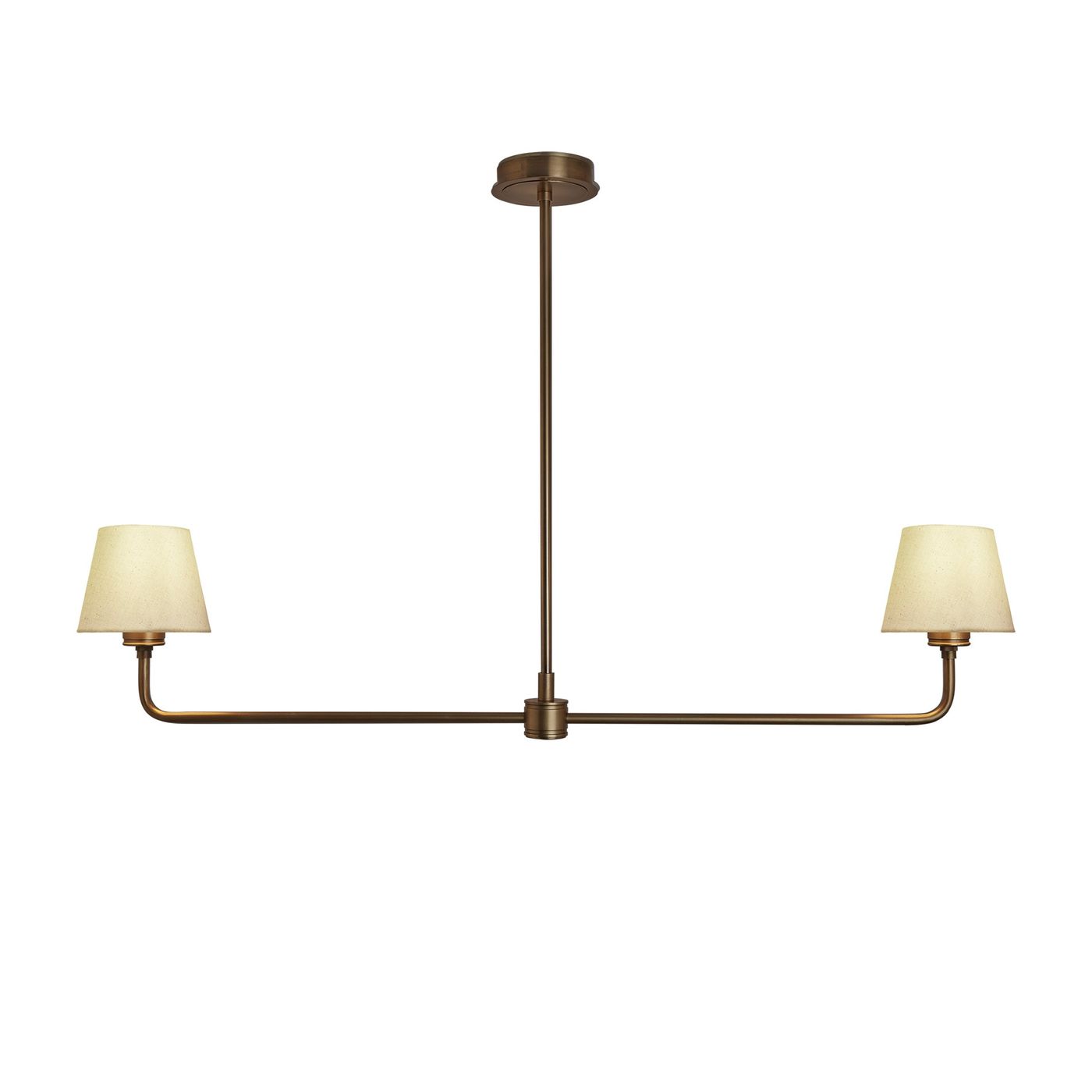 Albany Double Pendant Light with Natural Cotton Shades in Brass, Product Code AL-P-D-B-EM-S-NC-GB